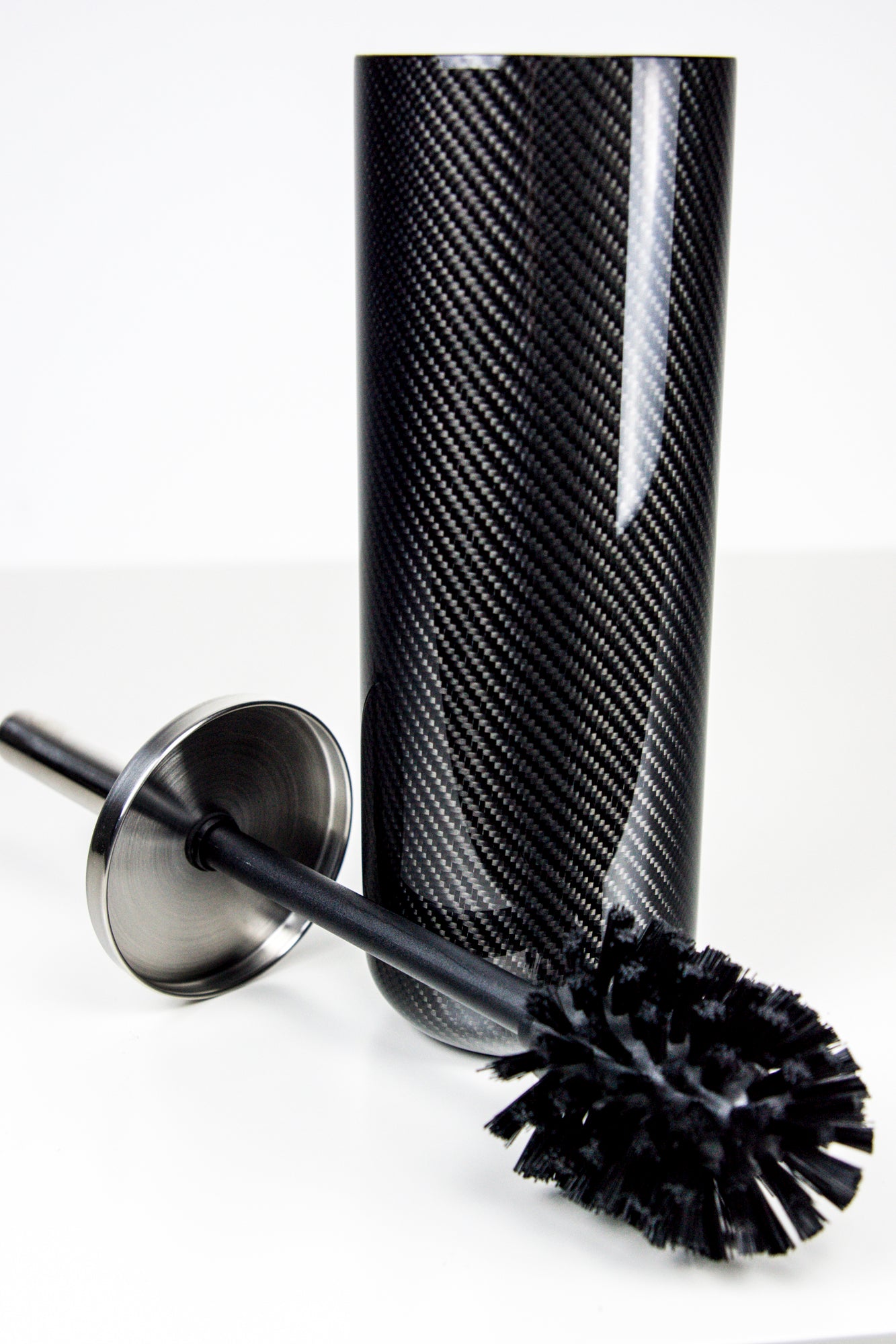 Carbon Toilettenbürstenhalter Design WC - Bürstenständer mit Bürste / Carbon Fibre Toilet Bruch Holder- Round