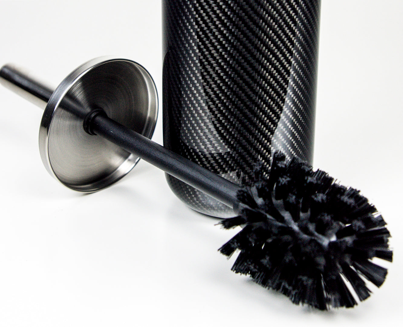 Carbon Toilettenbürstenhalter Design WC - Bürstenständer mit Bürste / Carbon Fibre Toilet Bruch Holder- Round
