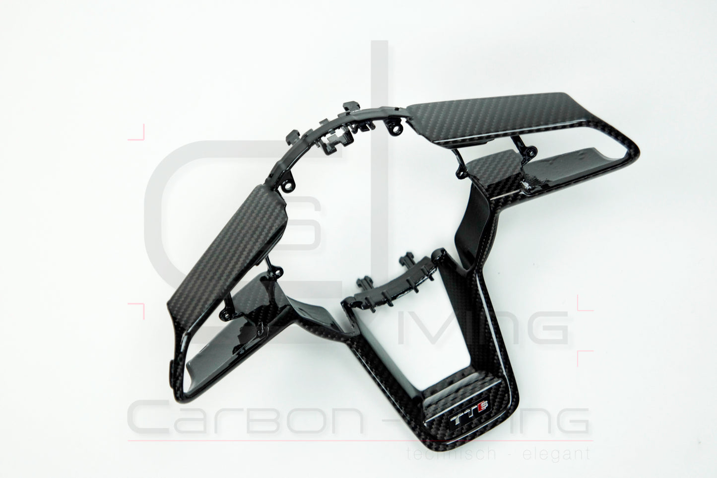 Audi TT S-Line TTS 8S FV Carbon Lenkradblende Lenkradspange Schalterblende für Lenkrad - ohne Start-/Stop & Drive-Select Tasten