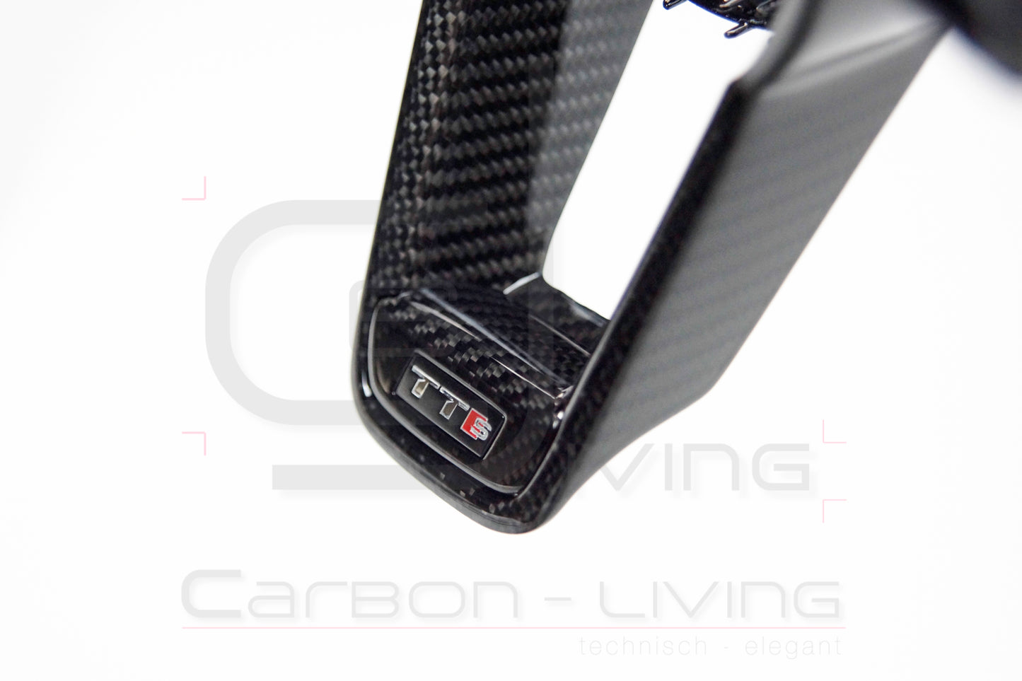 Audi TT S-Line TTS 8S FV Carbon Lenkradblende Lenkradspange Schalterblende für Lenkrad - ohne Start-/Stop & Drive-Select Tasten