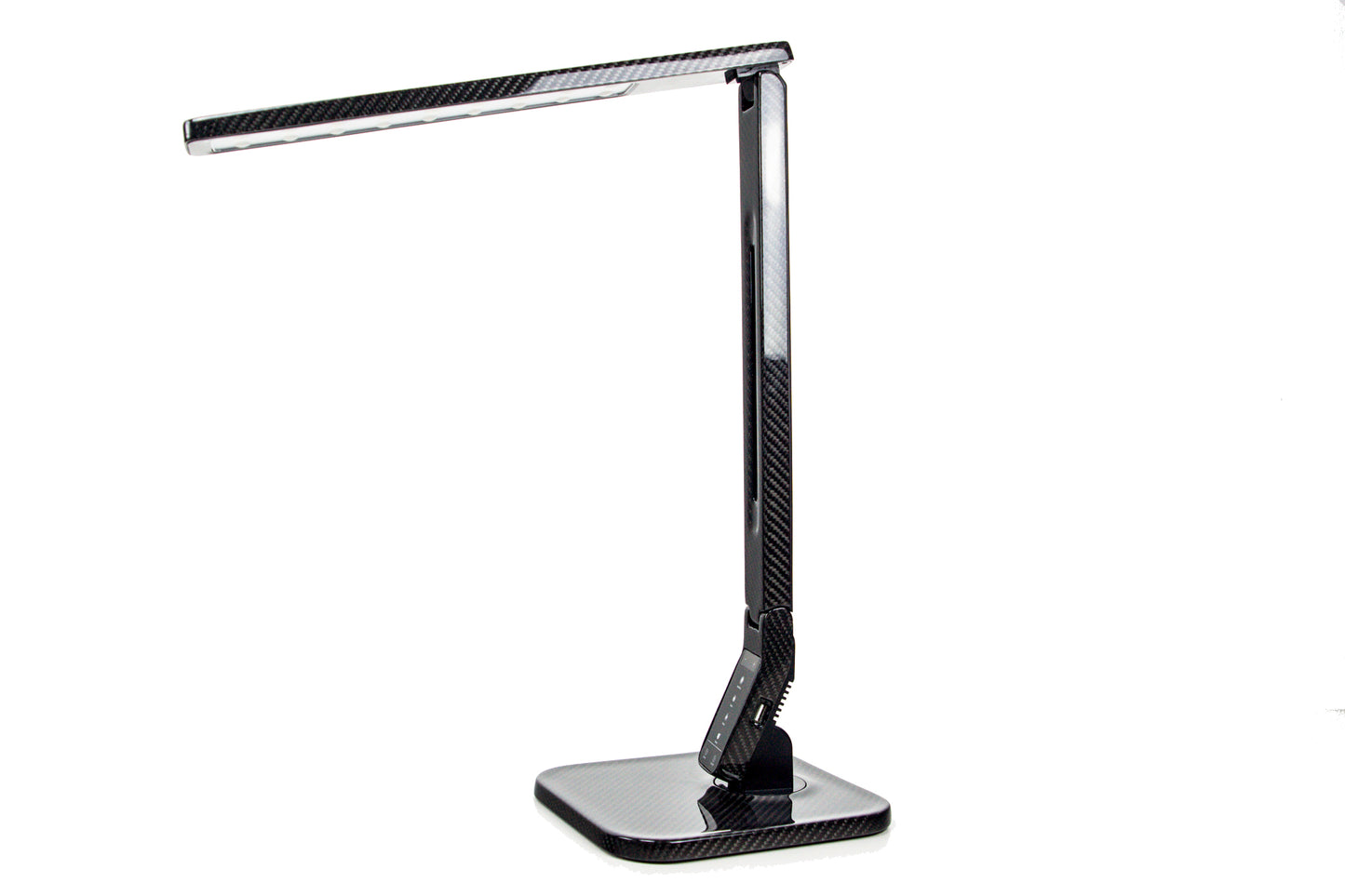 Carbon LED Schreibtischlampe Tischlampe mit USB Ladefunktion dimmbar / Carbon Fibre LED Desk Lamp with USB charging function