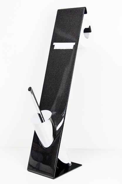 Carbon WC Garnitur Toilettenpapierhalter Rollenhalter Bürstenhalter Bürstenständer / Carbon Fibre Bathroom Décor Toilet Paper Roll Holder brush stand