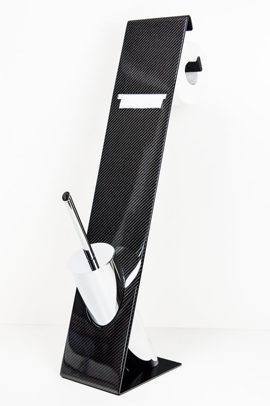 Carbon WC Garnitur Toilettenpapierhalter Rollenhalter Bürstenhalter Bürstenständer / Carbon Fibre Bathroom Décor Toilet Paper Roll Holder brush stand