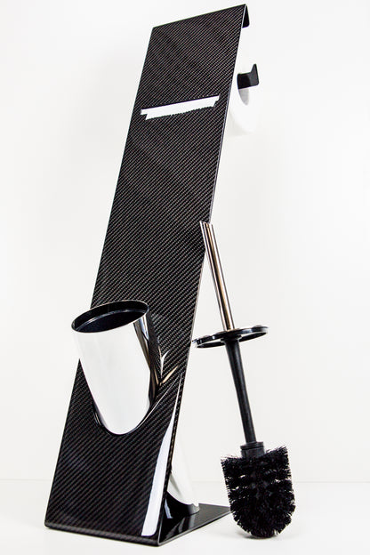 Carbon WC Garnitur Toilettenpapierhalter Rollenhalter Bürstenhalter Bürstenständer / Carbon Fibre Bathroom Décor Toilet Paper Roll Holder brush stand